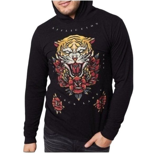 AFFLICTION BLACK MENS SCREAMING ALCHEMY STONE HOODIE - XL - NWOT - Picture 1 of 6